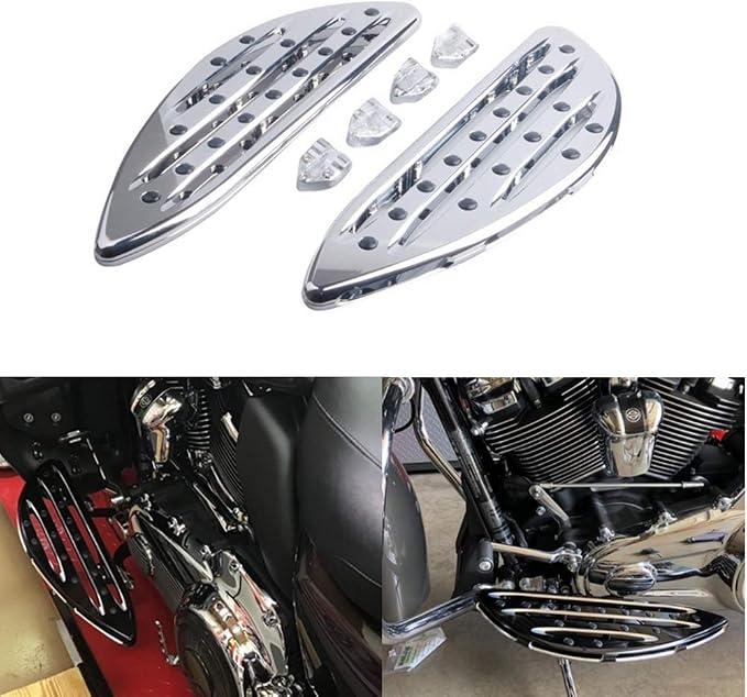 Goldfire Large Floorboards Driver Footpegs CNC Blade Aluminum Front Rider Foot Rest Pedal Motorcycle Accessories Fit for Harley Touring 1984-2017, Softail FL 1986-2017, Dyna FLD, Chrome