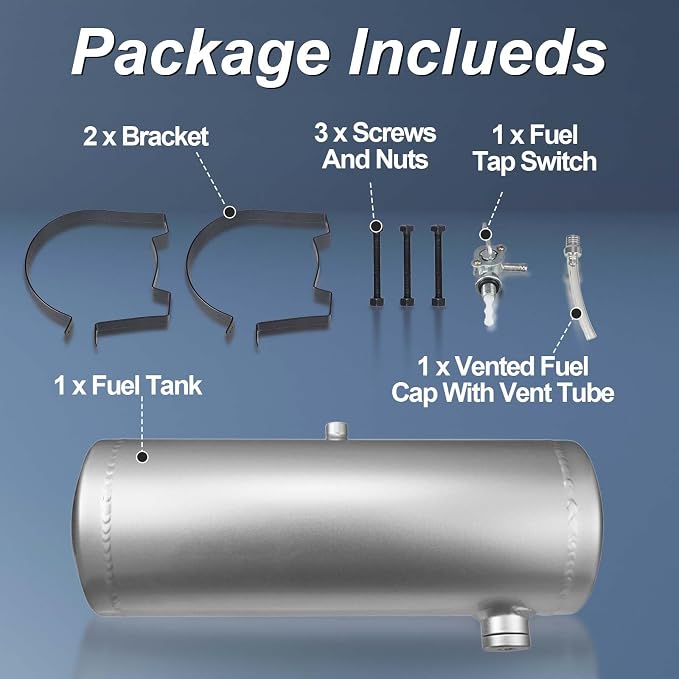 Silver Gas Tank Fuel Tank Aluminum Cylinder 6 x 20" Center Fill 2 1/8 Gallon minibike gas fuel tank For Golf Cart ,Motorcycle ,Dune Buggy ,mini bike ,go kart gas tank