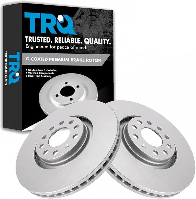 TRQ Front Brake Rotor Set G Coated Vented Compatible with 2000-2009 Audi A4 A4 Quattro 2000-2004 A6 A6 Quattro 2001-2005 Allroad 2000-2002 S4 2002-2003 S6