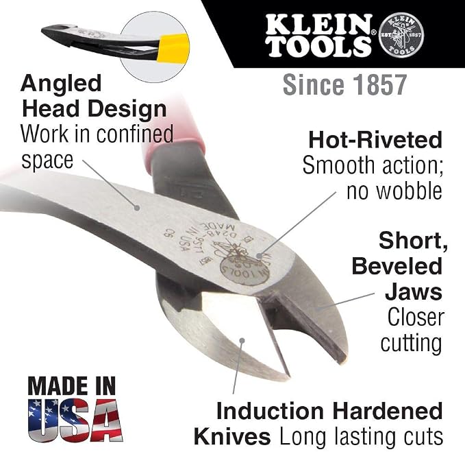 Klein Tools Needle Nose Pliers J207-8CR and Diagonal Cutters J2000-48 Pliers Bundle, 8-Inch