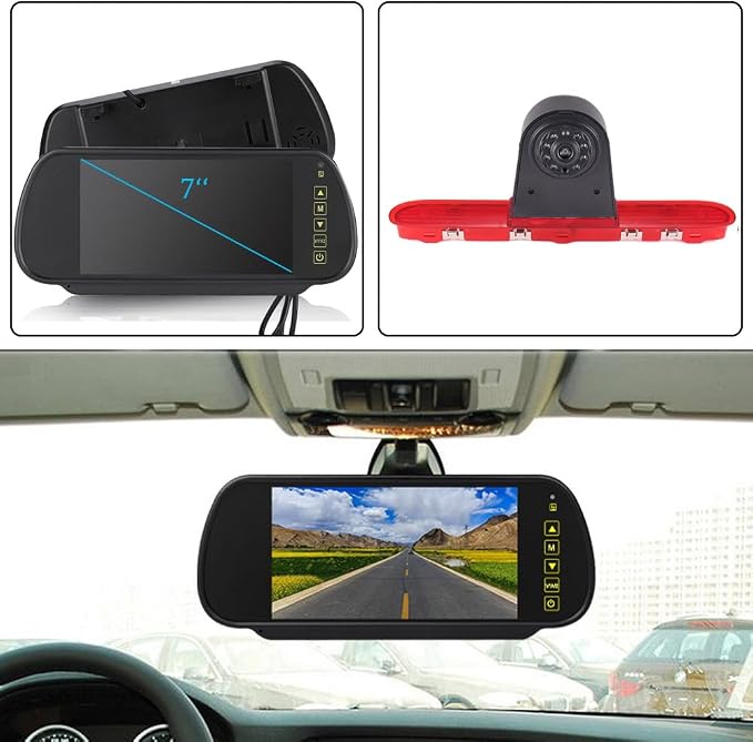 Brake Lamp Car Backup Camera Replacement for Toyota Proace City Verso Kasten MPV Fiat Citroen Berlingo Opel Combo Limousine X19 Tour Peugeot Partner Tepee Limousine Life K9 Rifter+7" Reverse Mirror