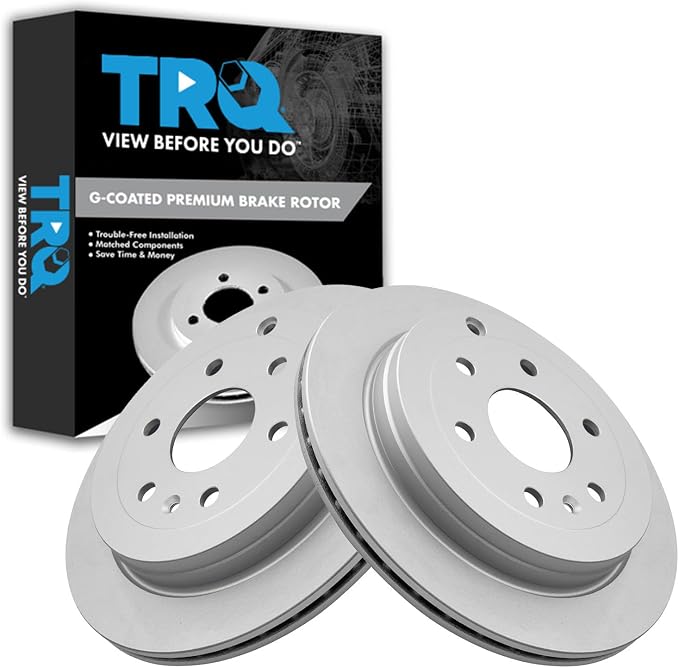 TRQ Rear Brake Rotors Set Vented Premium G-Coated Compatible with 2008-2017 Buick Enclave 2009-2017 Chevrolet Traverse 2007-2016 GMC Acadia 2017 Acadia Limited 2007-2010 Saturn Outlook