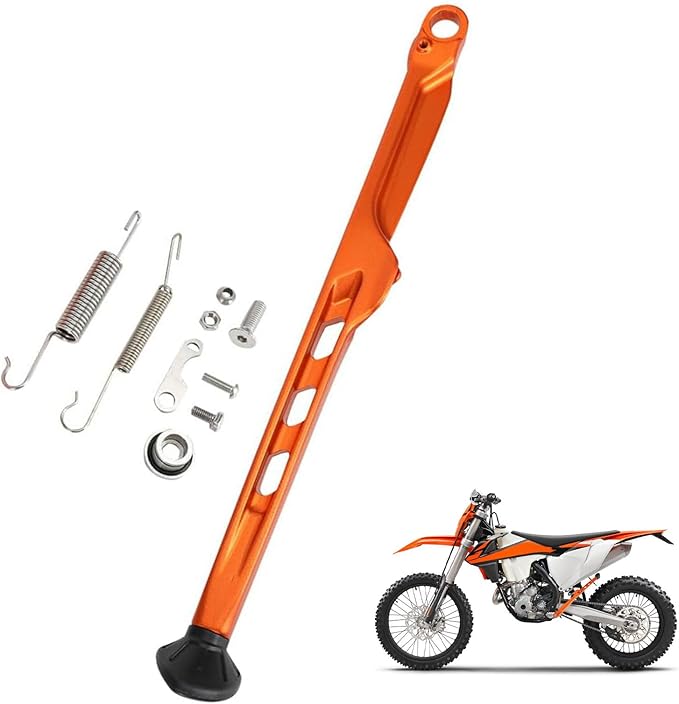 Dirt Bike Kickstand Side Stand Support Stand with Springs 2024 Style for XC EXC EXC-F TE TX FE EX EC ES 125 150 250 300 350 450 500 2023-2024-Orange