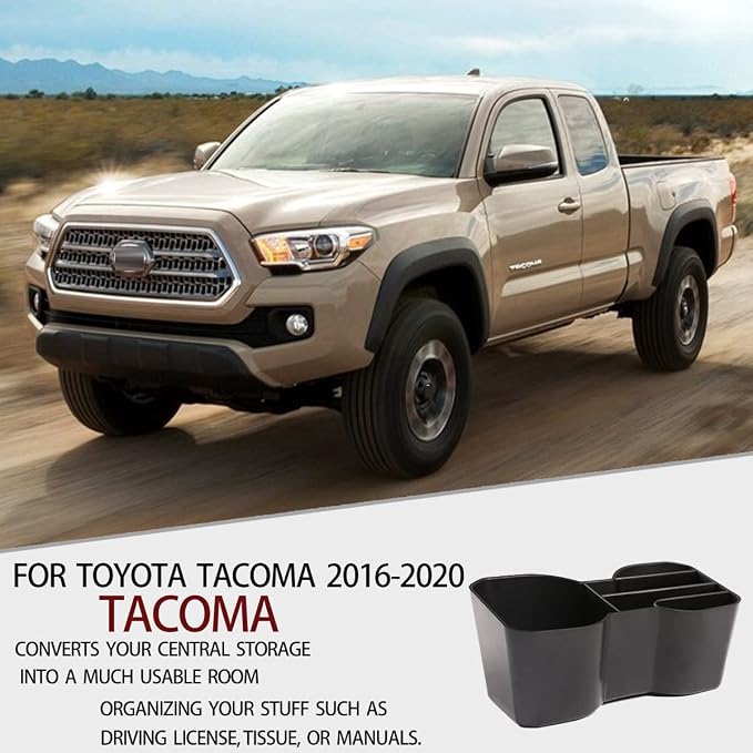 CHEAYAR Rear armrest Box Cup Holder Inserts,for Toyota Tacoma 2016-2020,Car,Shifter Storage Box Interior Accessories 1 pcs，Storage Travel Documen - with Multi-Pocket