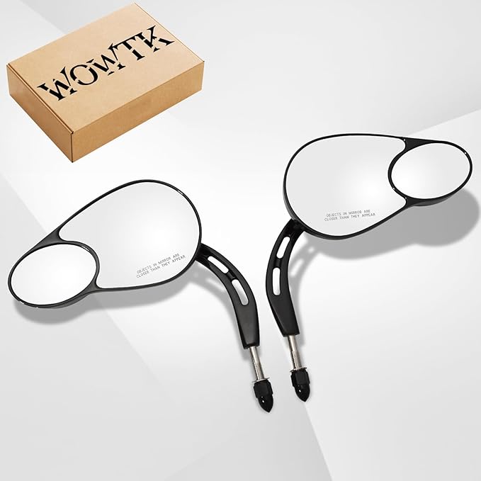 WOWTK Split Vision Rearview Mirrors fits for Harley 1982-2025 Most Models Road King Street Glide Road Glide Softail Iron 1200 Iron 883 Deluxe Fat Boy Sport Glide XG750 XG500 Sportster,Black