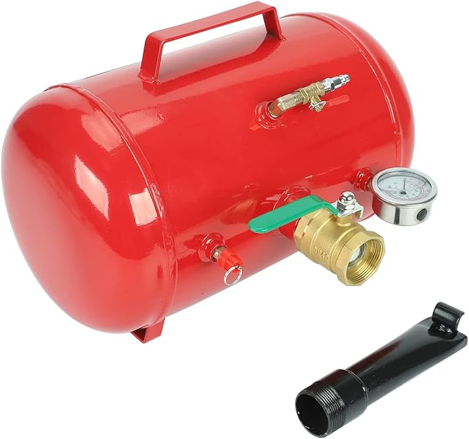 BLACKHORSE-RACING 5 Gallon Air Tire Bead Seater - 145PSI Blaster Tool Seating Inflator w/Gauge Car Truck ATV Tank Heavy Duty - Red