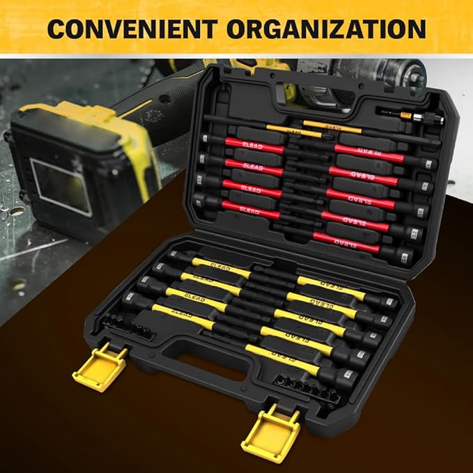 Magnetic Nut Driver Bit Set, 35-Piece Extra Long Nut Driver Set for Impact Drill, Metric & SAE, PH1 & PH2 Screwdriver Bits 1/4 Drive Shank Adapter Extension, Durable for Professional Projects