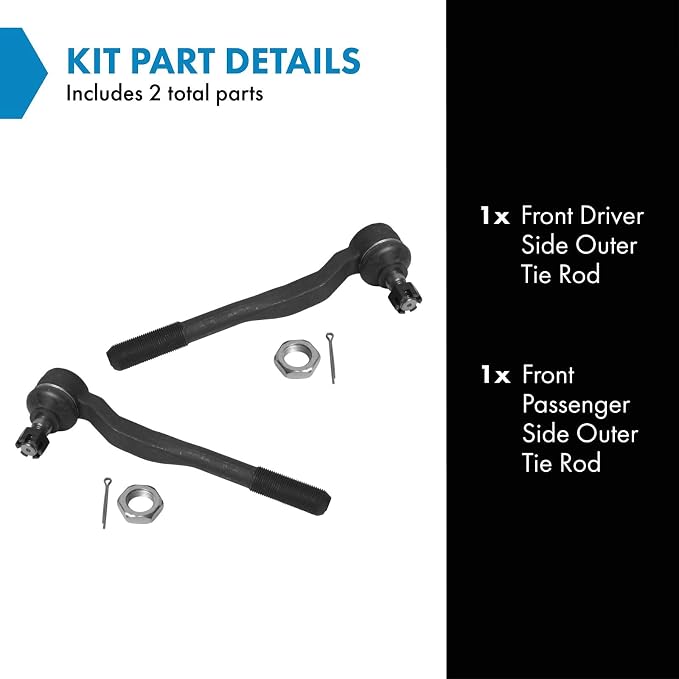 TRQ Outer Driver and Passenger Side Tie Rod Set 2 Piece Compatible with 1996-2002 Toyota 4Runner