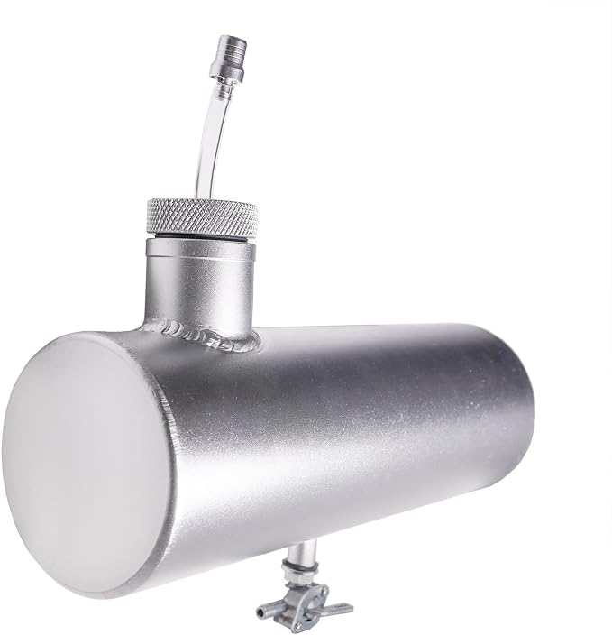 JMCHstore Aluminum Mini bike Gas Fuel Tank Cylinder 4x11'' for Coleman Baja Montser Mega moto Predator Hemi non 212 Engine, Massimo Axis RealTree Motovox Mototec Dirt Gas Bike, Go Kart Parts (Silver)