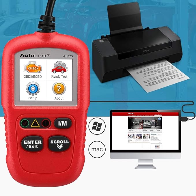 Autel AutoLInk AL329, I/M Readiness Key, OBD2 Code Reader, Retrieves VIN CALID and CVN, Freeze Frame Data, Turns Off MIL