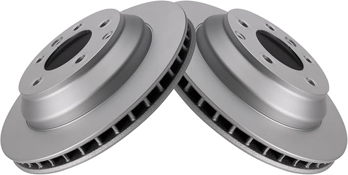 TRQ Rear Brake Rotor Set Coated Compatible with 2007-09 Audi Q7 2014-15 Audi Q7 2004-08 Volkswagen Touareg 2011-17 Volkswagen Touareg