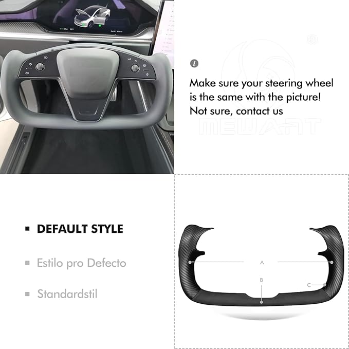 MEWANT DIY Black Suede Matte PU Carbon Fiber Steering Wheel Wrap for Tesla Model S Yoke 2021-2023 Model X 2021-2023