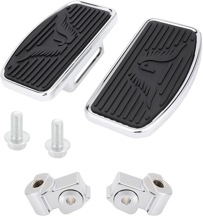 Motorcycle Rider Footboard Front Footpegs for Indian Scouts/Sixty/Bobber 2015-2024, Aluminum Anti-Slip Wide Foot Pegs Footrest Driver Floorboards Motorbike Highway Parts (Chrome-Eagle)