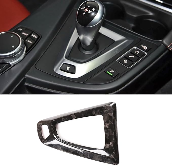 Fit for BMW F80 F82 M3 M4 2014 to 2019 Center Console Gearbox Decorative Panel Frame, Real Carbon Fiber Interior Accessories Gear Lever Panel Base Cover (RHD - Forged Carbon)