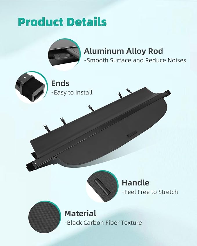 SCITOO Cargo Cover 2015-2019 Fit for Subaru Outback 2.5L 2015-2019 Fit for Subaru Outback 3.6L Upgraded Retractable Rear Trunk Cover with Aluminum PVC&Plastic