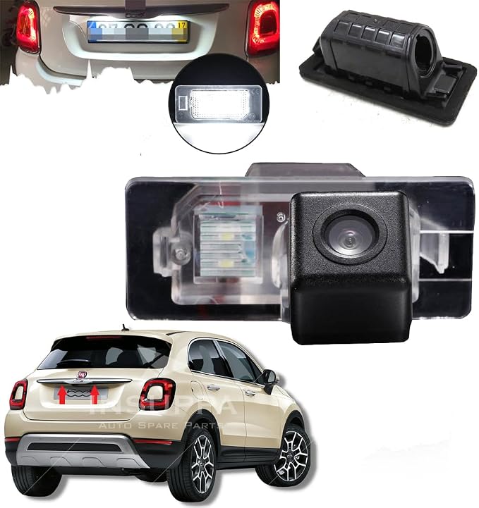 HD Auto 170° License Plate Light Rear View Reversing Backup Camera Parking System Compatible with Fiat Abrath 500 500X 595 695 500C 595C 695C/FWD 312/Jeep Grand Cherokee/Maserati Levante/Dodge Viper