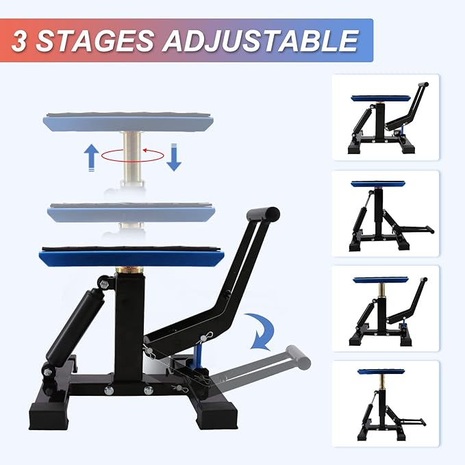 POLARBEAR Dirt Bike Stand Motorcycle Hoist Lift Stand Center Jack Adjustable Heavy Duty 1200Lbs Capacity Repair Lifting Jack Stand Table Rack(Blue)