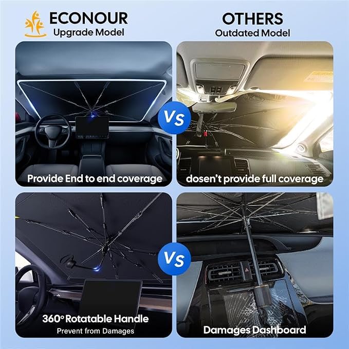 EcoNour Windshield Sunshade for Toyota RAV4 2019-2025 | Front Windshield Sun Shade & Window Tint UV Heat Blocker | Foldable Reflective Car Sun Visor Protector Interior Cooling Accessories