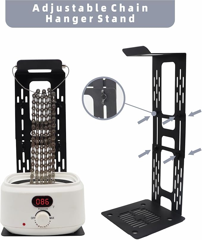 Bicycle Chain Wax Melting Pot, Waxing Melter with Precise Temperature Control, 17oz for 90-120 Links Bike Chain, Quick Melting and Bicycle Chain Cooling Hanger Stand
