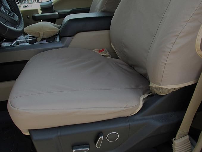 Durafit Seat Covers, F511-C8, Gray Waterproof Exact Seat Covers Compatible with 2015-2025 Ford F150-F550 XL/XLT/Lariat Front Buckets, Adjustable HR, Manual OR Electric Seats