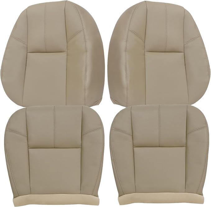 Driver & Passenger Side Bottom & Lean Back Covers #333 Light Tan Compatible with Chevy Silverado Tahoe Suburban Avalanche GMC Sierra Yukon 2007 2008 2009 2010 2012 2013 2014