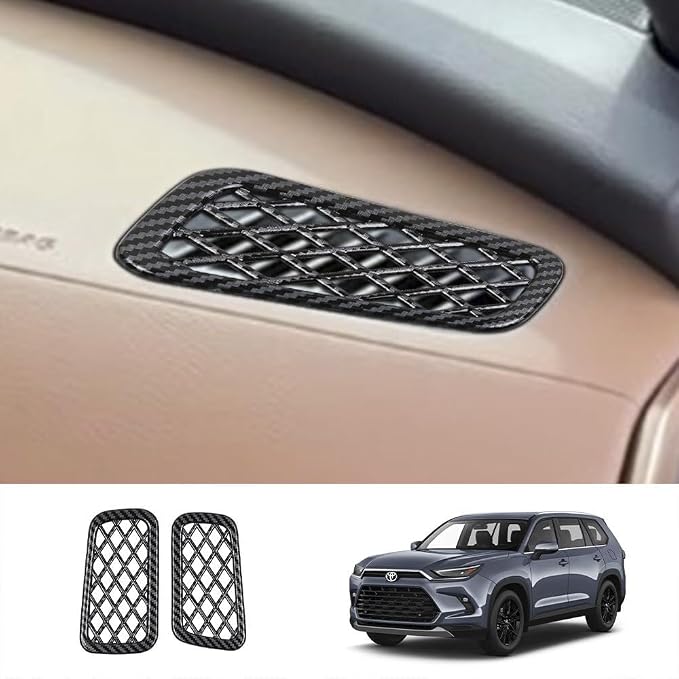 2Pcs Dashboard Upper Left and Right Air Vent Outlet Cover Compatible with Toyota Grand Highlander 2024 2025 2026 Fit for 2024-2026 Grand Highlander ABS Accessories(Carbon Fiber)