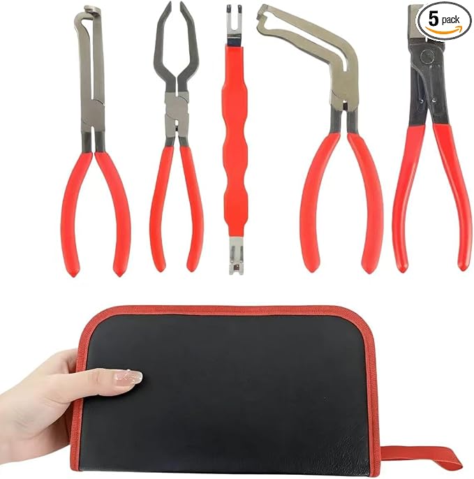 5-Piece Automotive Electrical Tool Kit - Disconnect Pliers, Hose Clamp Pliers, Connector Separator & Terminal Removal Tool Set for Cars