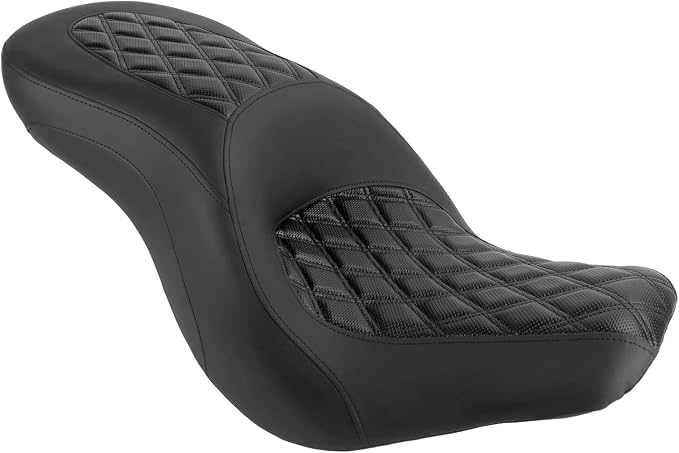 Motorcycle One-piece Seat Driver& Passenger Seat Fit for Harley Softail Low Rider FXLR FXLRS FXLRST 2018-later (#1 Seat-Rhombus)