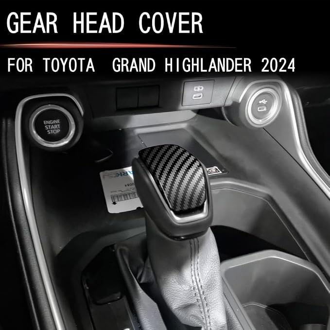 Center Control Gear Head with Stop Head Glitter Cover Compatible with Toyota Grand Highlander 2024 2025 2026 Fit for 2024-2026 Grand Highlander ABS Accessories(Carbon Fiber)