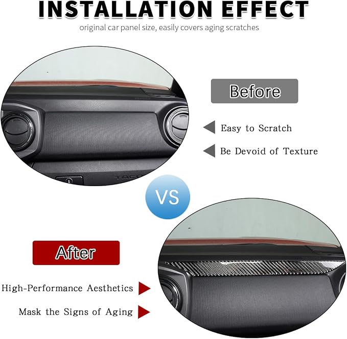 Real Soft Carbon Fiber Car Center Console Passenger Side Instrument Panel/Air Conditioning Outlet Panel Decorative Stickers,for Toyota Tacoma 2016-2020,13PCS (Black)