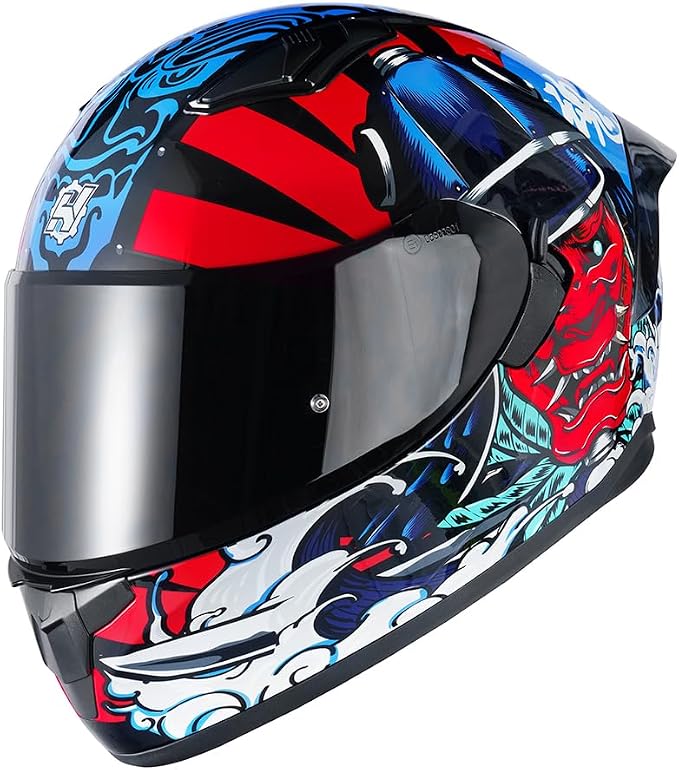 HAX Obsidian Full Face Dual Visor Adult Motorcycle Helmet for Motorbike Street Bike with Pinlock Ready DOT Approved Samurai Red XL