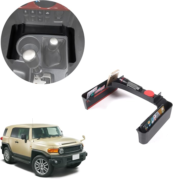 HAPPYHORSE Center Console Shifter Storage Box Compatible with FJ Cruiser 2007-2021, Organizer Gear Side Storage Tray for FJ Accessories, Interior Accessories