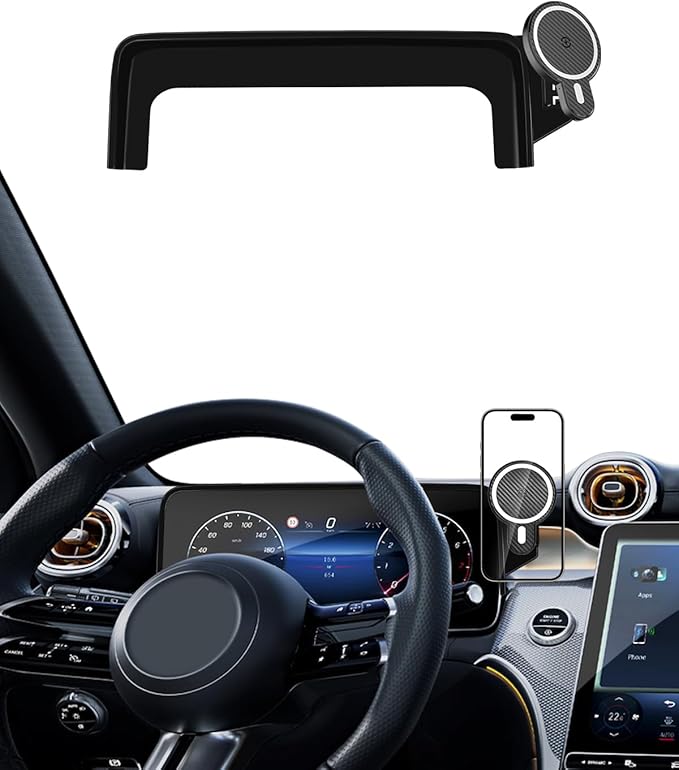 PZK Car Phone Holder for 2023-2025 2026 Mercedes Benz GLC / 2022-2025 2026 C-Class Accessories 12.3-Inch Fixed Clip, Car Phone Mount Magnetic 15W Fast Wireless Charger Automobile Cradles 360° Rotation