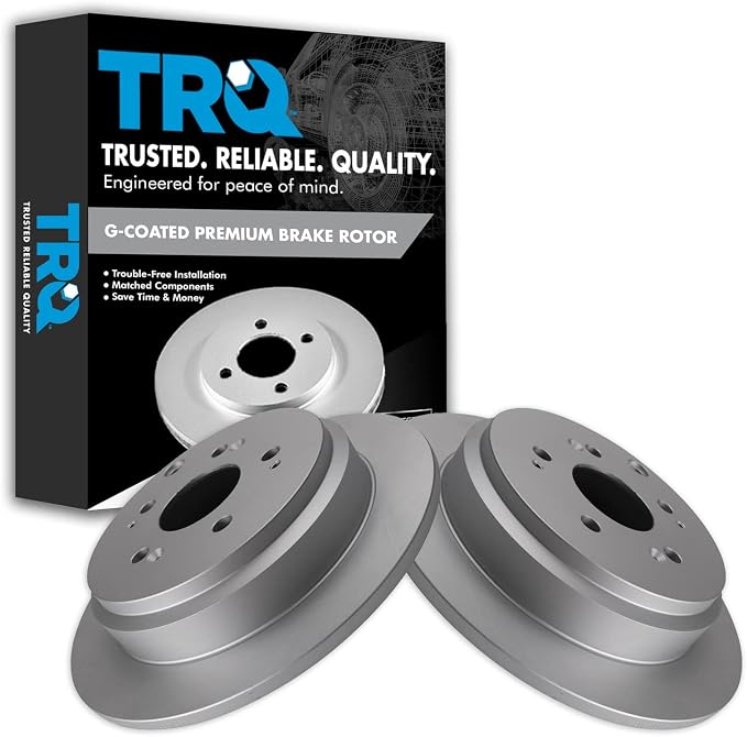 TRQ Rear Brake Rotor Set Solid G Coated Compatible with 2005-2010 Honda Odyssey