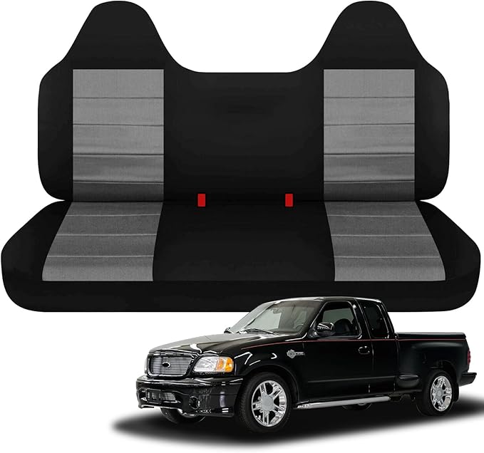 SAPUBK Custom-Fit Front Bench Seat Cover with Molded Headrests Replace for 1999-2004 Ford F-150 Pickup Seats, Knitted Fabric Composite Soft Foam Lining Airmesh Breathable Seat Cover