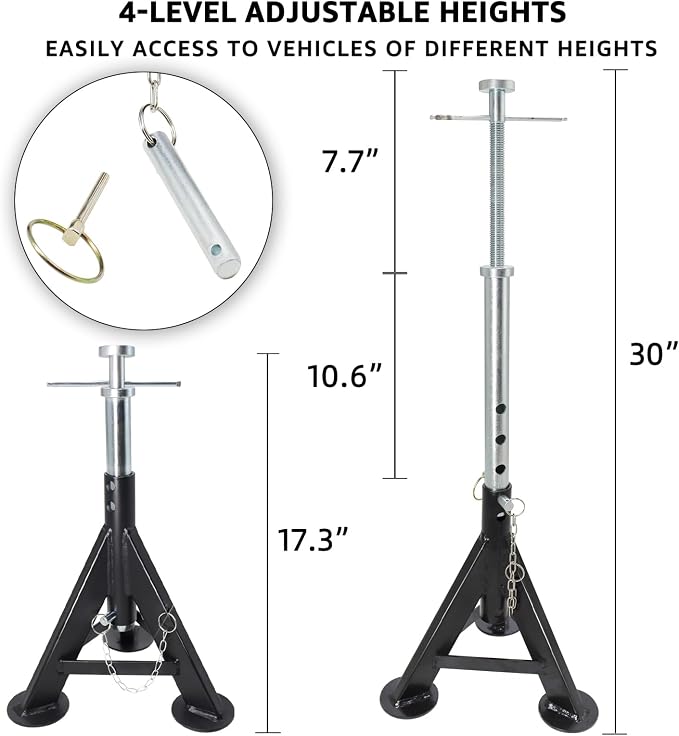 BESTOOL RV Supports Stabilizer Jacks, Travel Trailer Stabilizer Jacks Camper Jack Stands from 17.3" to 30." 1Pair Capacity 12000 lbs, 2 Pack