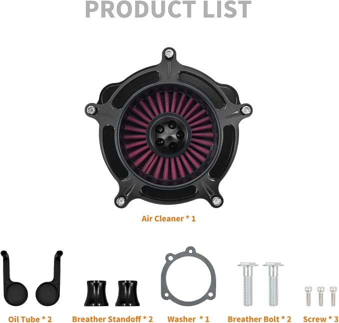 Air Cleaner Filter Aluminum Fit for Harley Touring Road King Street Glide Softail Sportster Dyna (Black Housing Red Element, A For Sportster XL 04-22)