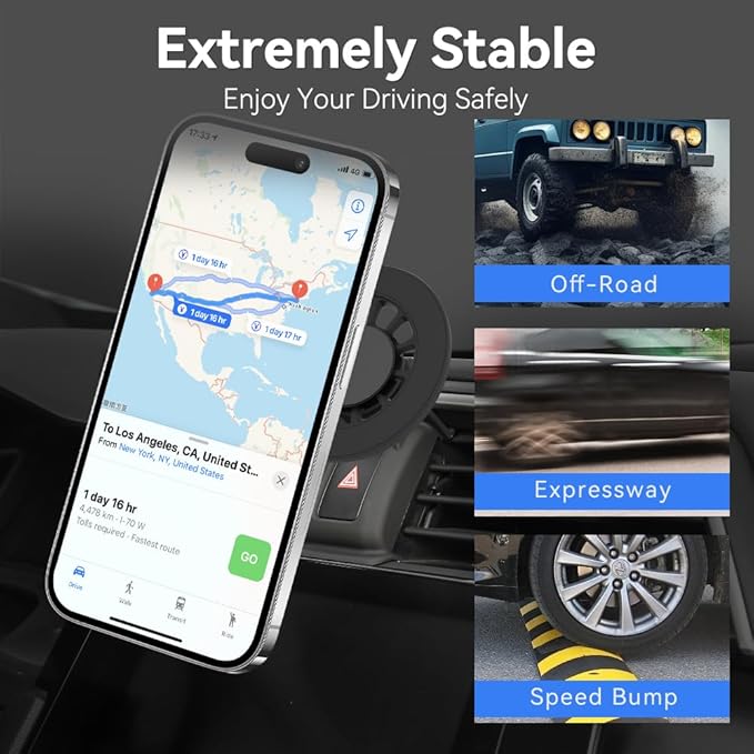 CLEC Car Phone Holder Fit for Civic 2016-2021 Custom Rotatable for Magsafe Cell Phone Mount [20 Strong Magnets] [Hands Free]