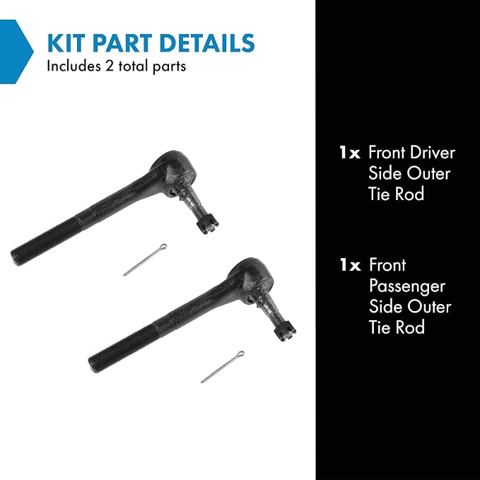 TRQ Front Outer Tie Rod Set 2 Piece Compatible with 1990-2005 Chevrolet Astro 90-05 GMC Safari
