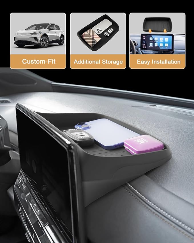 ECOZEN 2025 Audi Q5 Dash Console Organizer - Behind Screen Organizer For 2021-2025 Audi Q5/Q5L/A5/S5 & 2020-2025 Audi A4L/A4/S4 Accessories Silicone Dashboard Storage