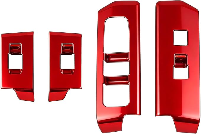 4Pcs Window Lift Cover for Toyota 4Runner 2025 2026 Interior Accessories (NOT Fit Tac0ma) Door Trim Cover Center Consoles ABS Decor Dark Red