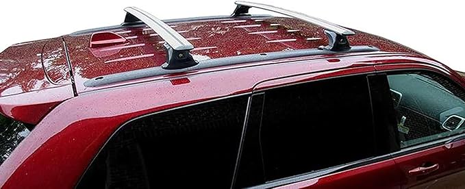 BRIGHTLINES Heavy Duty Anti-Theft Premium Aluminum Roof Bars Roof Rack Crossbars Compatible with 2011-2021 Jeep Grand Cherokee with Roof Black Plastic Moldings (Silver)