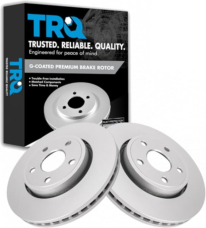 TRQ Front Brake Rotor Set G Coated Vented Compatible with 2011-2020 Dodge Durango 2011-2020 Jeep Grand Cherokee