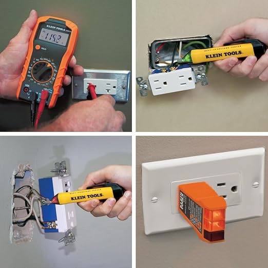 Klein Tools Electrical Test Kit 69149P with Multimeter, Voltage Tester, Outlet Tester + 69381 Alligator Clip Test Leads for Meters, 3 Foot