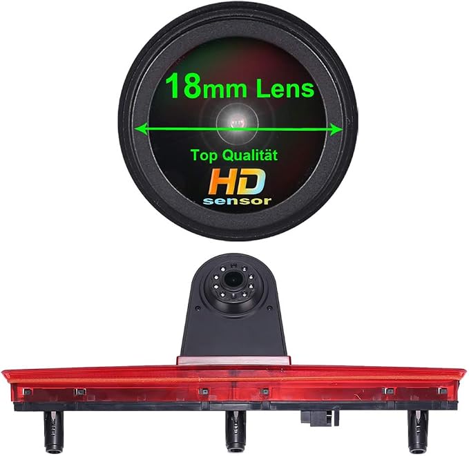 HD 1280x720 Pixels 1000 TV Lines 3rd Brake Light Reversing Camera Brake lamp Parking Camera for VW T5 Bus Transporter Multivan Caravelle Business Third Stop Light 2003-2015 Bj