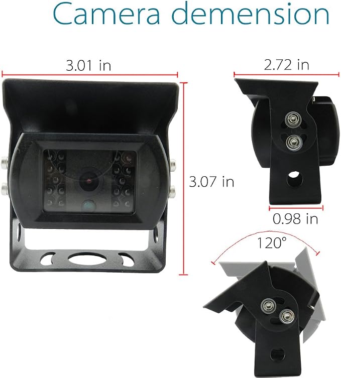 Backup Camera with 4-Pin Connector for Truck Rear View System, Universal Connector, High Level Waterproof and Superior 18 Infrared LED Night Vision