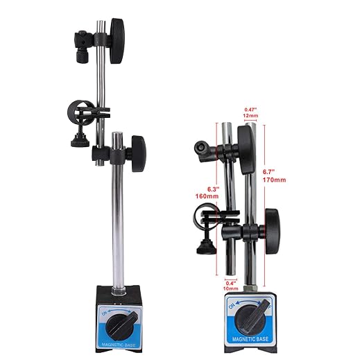 Qnkaa Dial Indicator with Magnetic Base Holder Fine Adjustable Long Arm 0-1" Magnetic Dial Indicator Professional Dial Gauge 0.001"