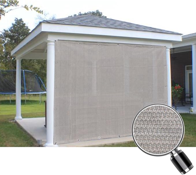 Alion Home Sun Shade Privacy Panel with Grommets and Hems on 4 Sides for Patio, Awning, Window, Pergola or Gazebo - Smoke Tan(10' x 12')