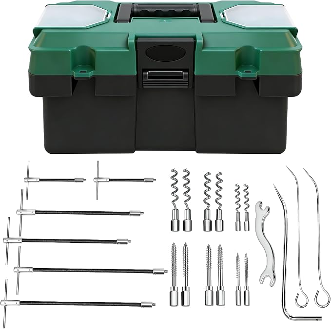 23pcs Gland Packing Extractor Set, Steel Alloy Packing Puller with Flexible Shaft Corkscrew Pulling Hook, Removal Tool Kit with Toolbox