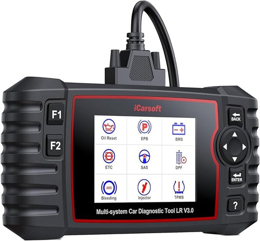 iCarsoft LR V3.0-D OBD2 Scanner for Land Rover & Jaguar Vehicles Auto VIN, Full-System Diagnosis, 35+ Resets, ABS/SRS/Transmission Code Reader, Bidirectional Control & Live Data Graphs‌